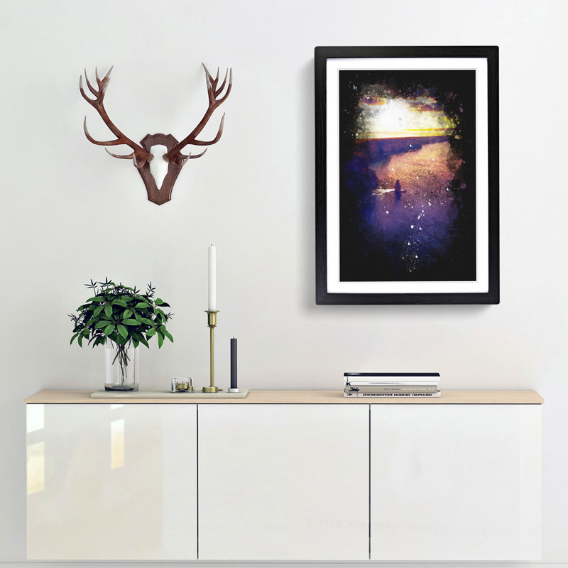 Sunset - Framed Print, 63cm H x 45cm W x 2cm D, Black Framed