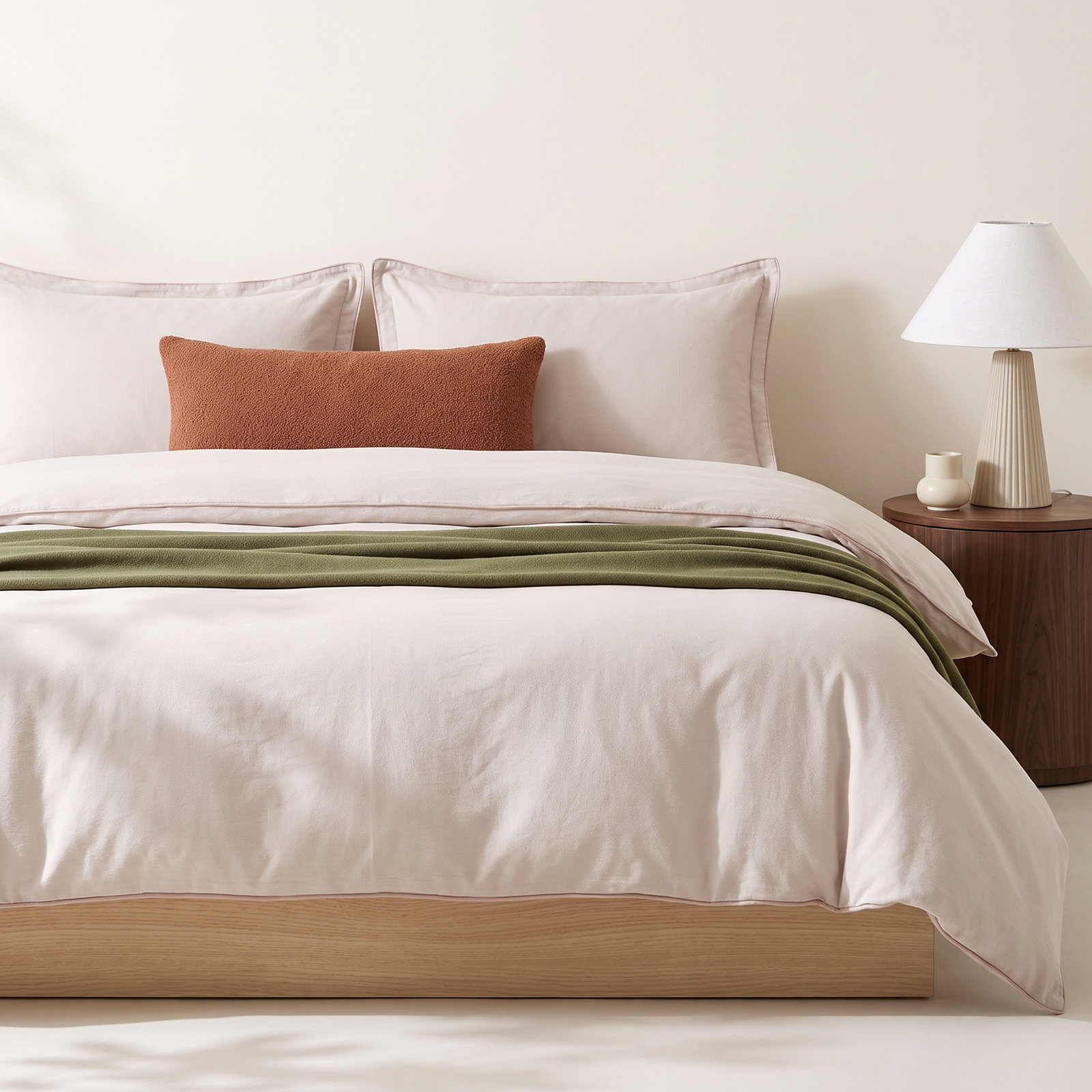 OCEAN FINE BEDDING Microfiber Duvet Cover Set, Beige, Queen Duvet Cover + 2 Queen Shams