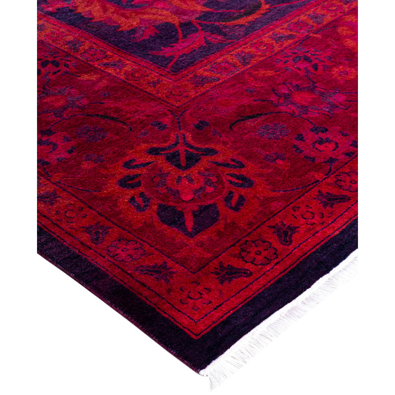 Overdyed Hand-Knotted Wool Modern-Contemporary Pink Area Rug 9' 2" x 12' 0"