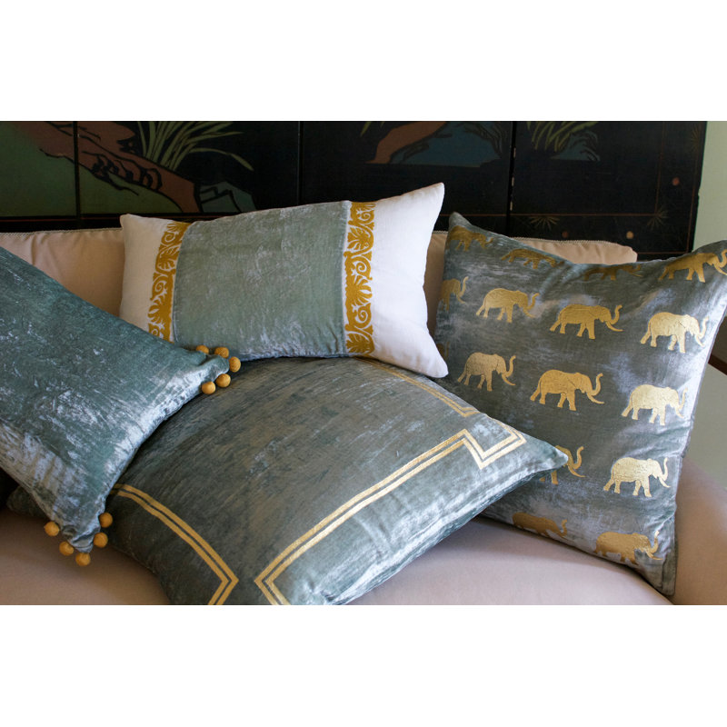 Meru Animal Print Feather Throw Pillow, Sea Foam
