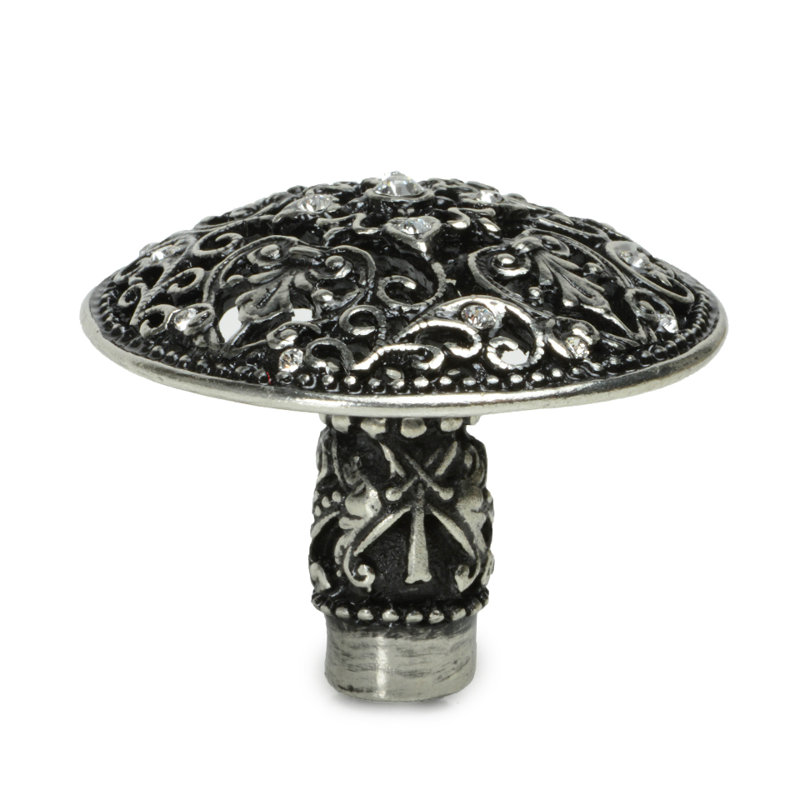Juliane Grace large knob with 17 Swarovski Clear Crystalsin Chalice, Silver