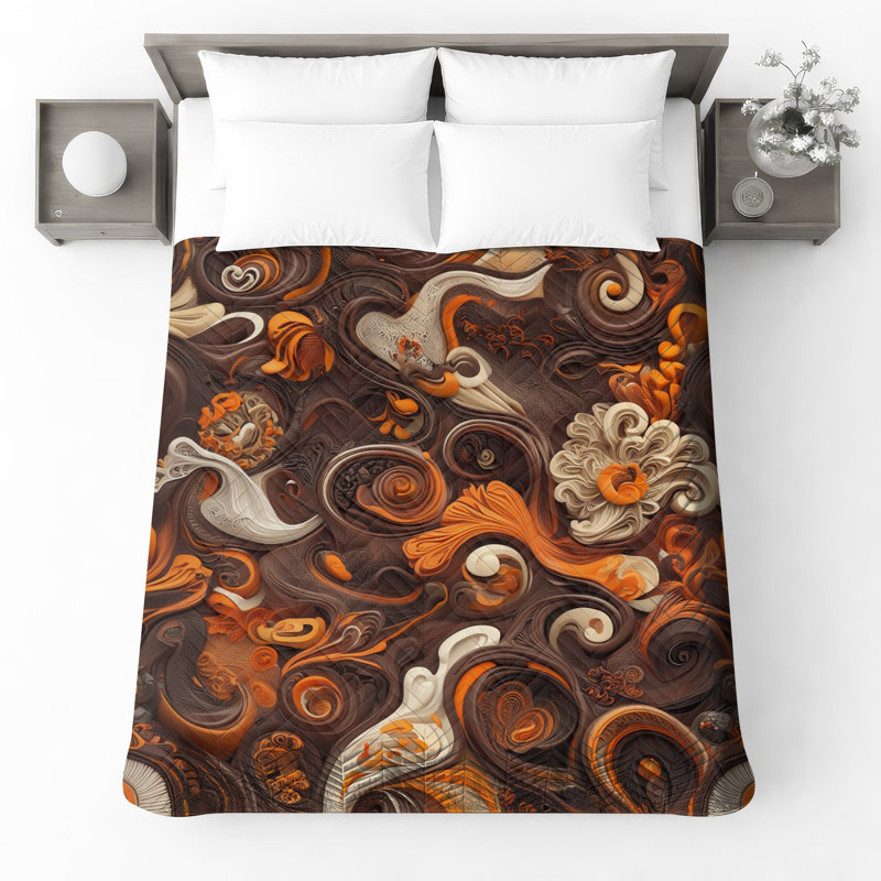  Couvre-lit tourbillon orange, Double