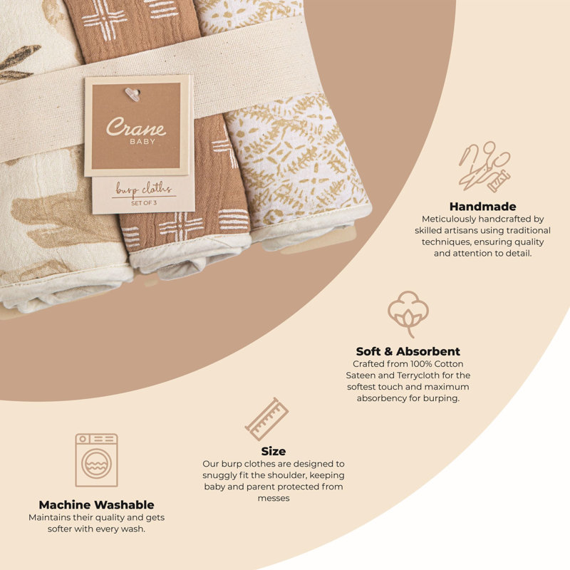 Crane Baby Burp Cloth Set - Kendi Collection