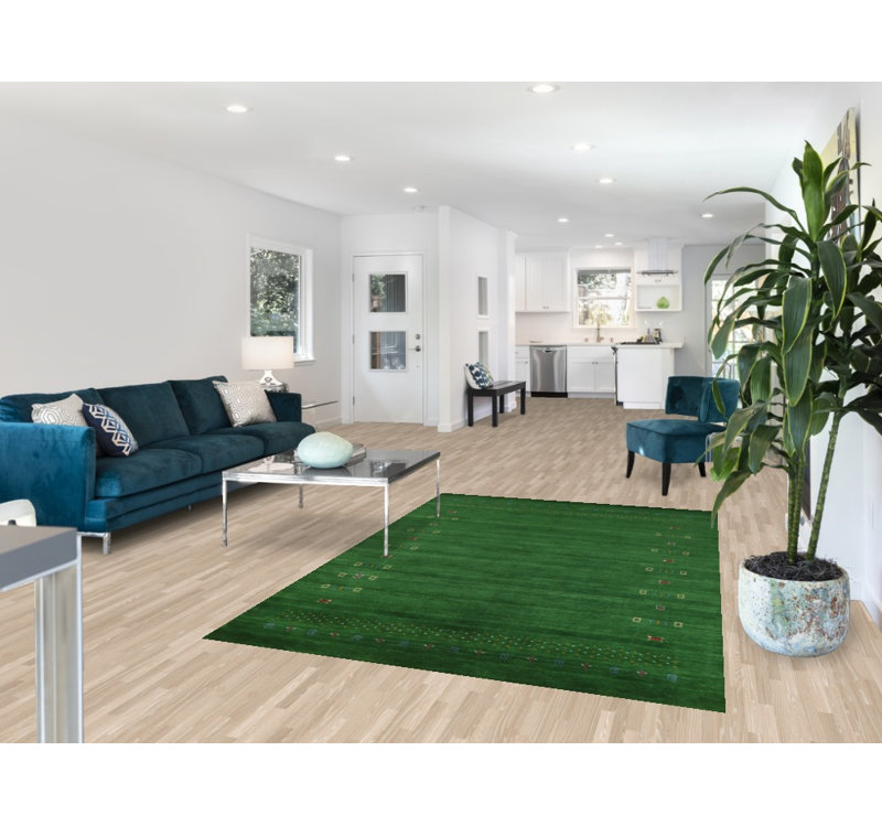 Tapis oriental vert fait à la main Gabbeh
