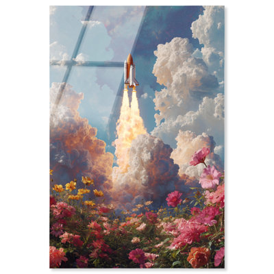 Impression acrylique « Blast Off Garden » par Art Remedy, style rétro urbain glamour, prête à accrocher, 10 x 15 pouces.