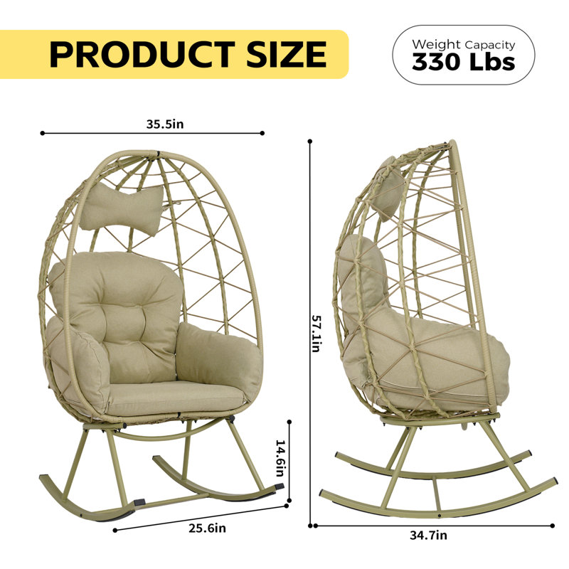 Fauteuils berçants et coulissants de patio pliables, chaise Cocoon moderne en rotin pour la maison