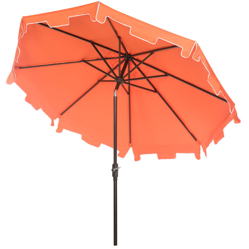 Parasol du marché Coramae, Orange / blanc, Brun, 100,79 po L x 100,79 po po
