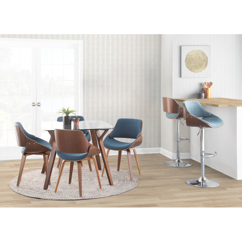Palmona Adjustable Bar Stool with Rounded T Footrest, Blue 