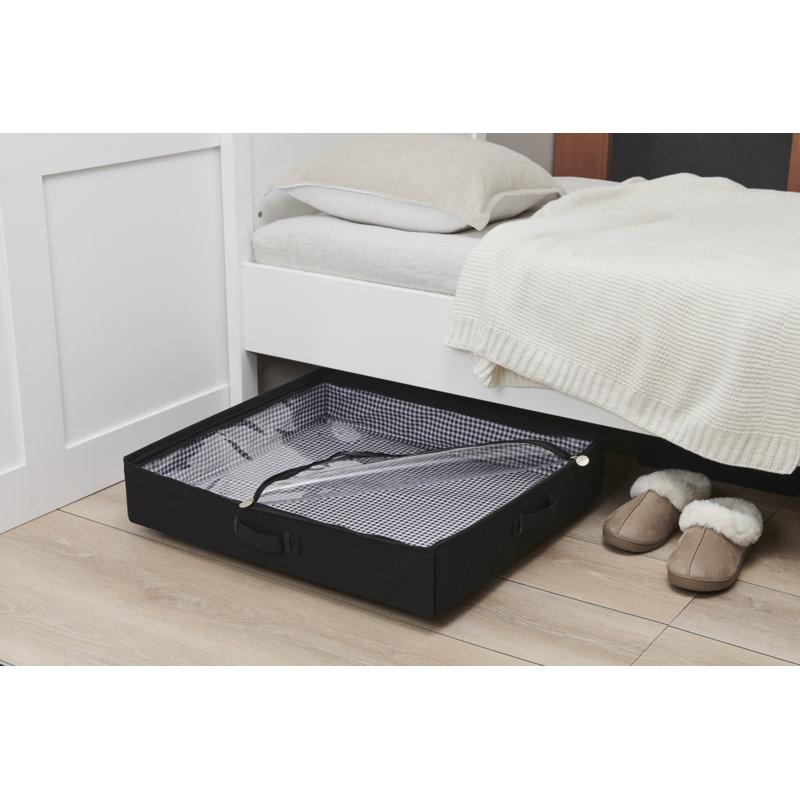 Martha Stewart Home Storage Organization Under the Bed For Clothes, Shoes, Blankets Collapsible Stackable Bin Container with Handles, Wheels and Clear Zip Top
