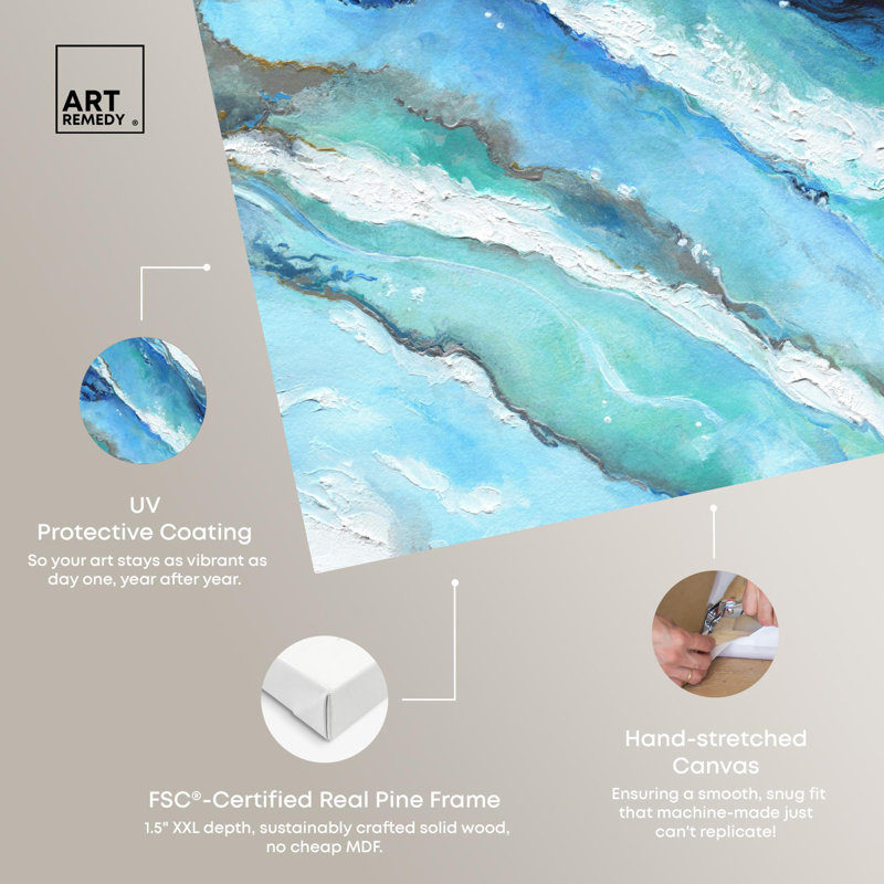 «Blue Abstract Canvas Vibrant Coastal Wall Art» par Art Remedy, Toile tendue, H 15 po x l 10 po