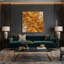 Abstrait art fluide sur toile brune 9-512587659
