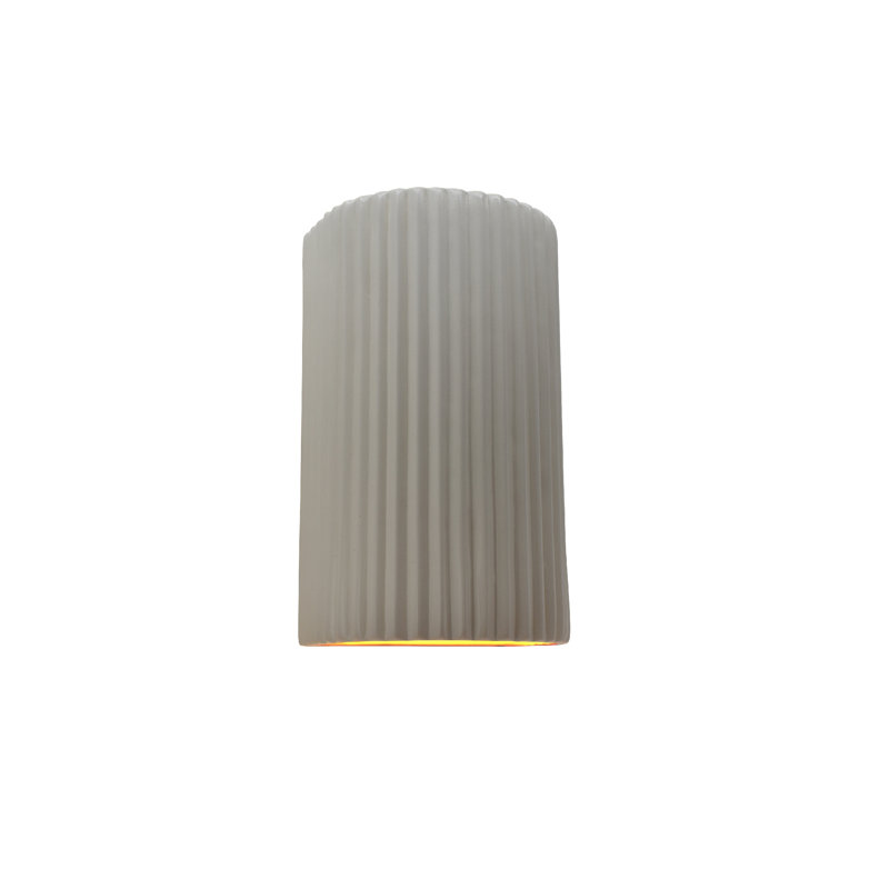 Beda Ceramic LED Wall Light, 9.5" H x 5.75" W x 4" D, Matte White/Champagne Gold