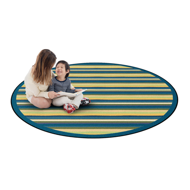 Tapis à rayures Just for Kids Yipes, Rond 5 pi 4 po