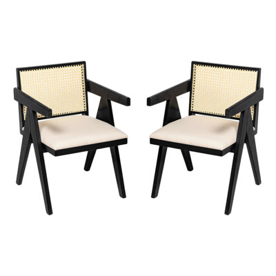 Margaruite Rattan Dining Chairs With Cushion Seat