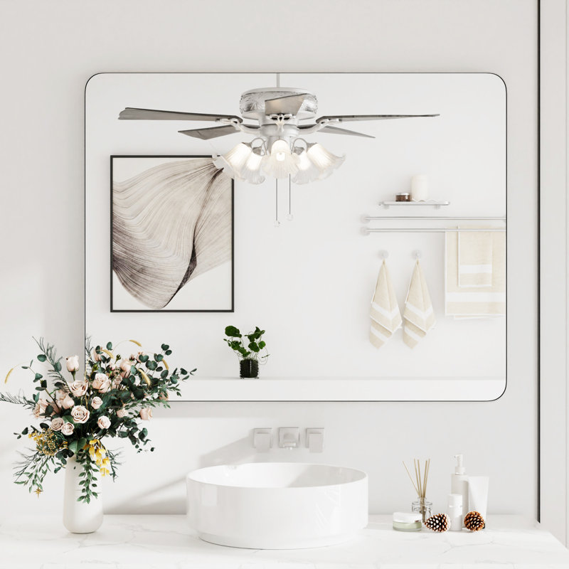 Bathroom Mirror with Tempered Glass and Aluminum Alloy Frame, French Cleat Mounted Rectangle Vanity Wall Mirror for Over Sink, Hangs Horizontally or Vertically.