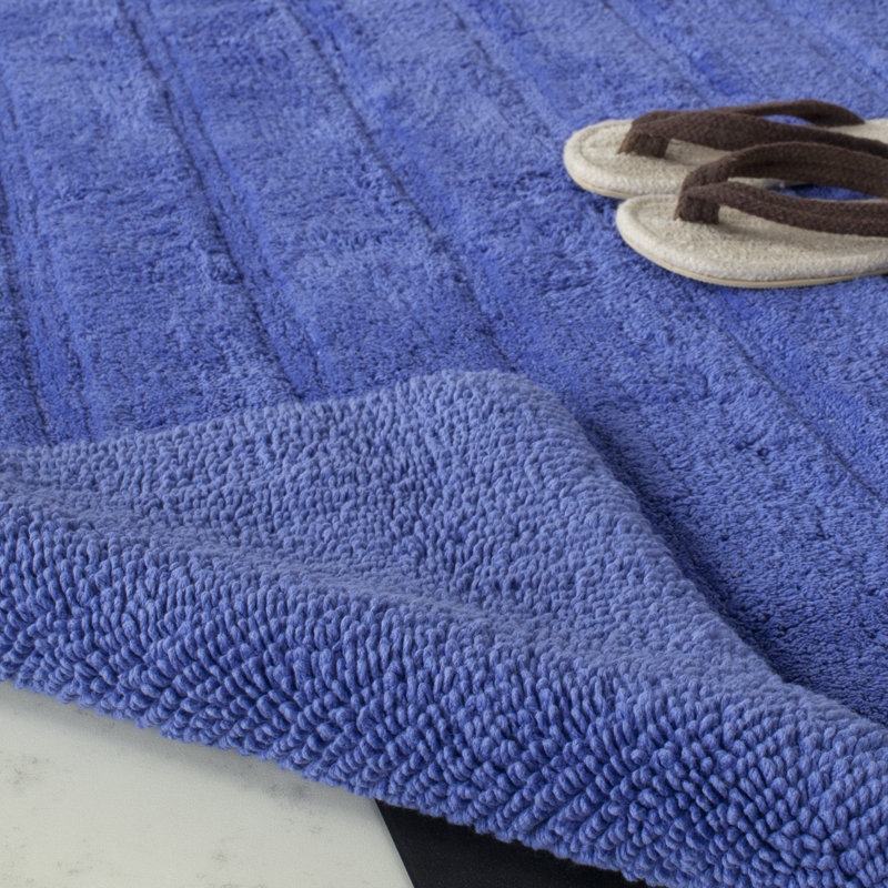 Tapis de salle de bain principale en coton moelleux touffeté à la main, Simple - 72 po L x 30 po l, Indigo
