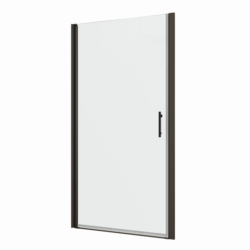 Universal Pivot Matte Black Shower Door. 1/4" Tempered Glass, 1 3/8" Adjustable, 36000 Times Verified, Leak Feature Door With Adjustment - Matted Glass Wall Channel #304 Stainless Steel Handle Smooth