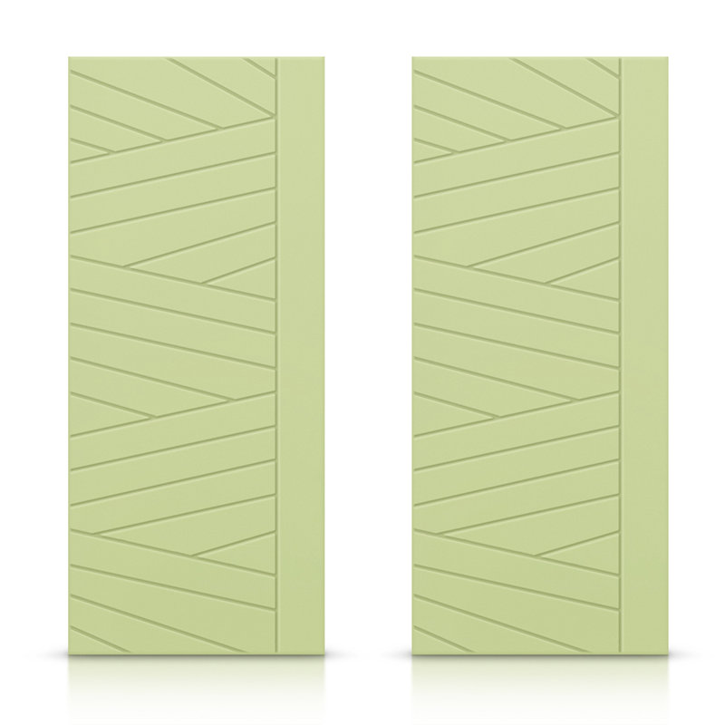 Portes de placard coulissantes à panneaux en bois manufacturé, Vert sauge, 72 po x 84 po