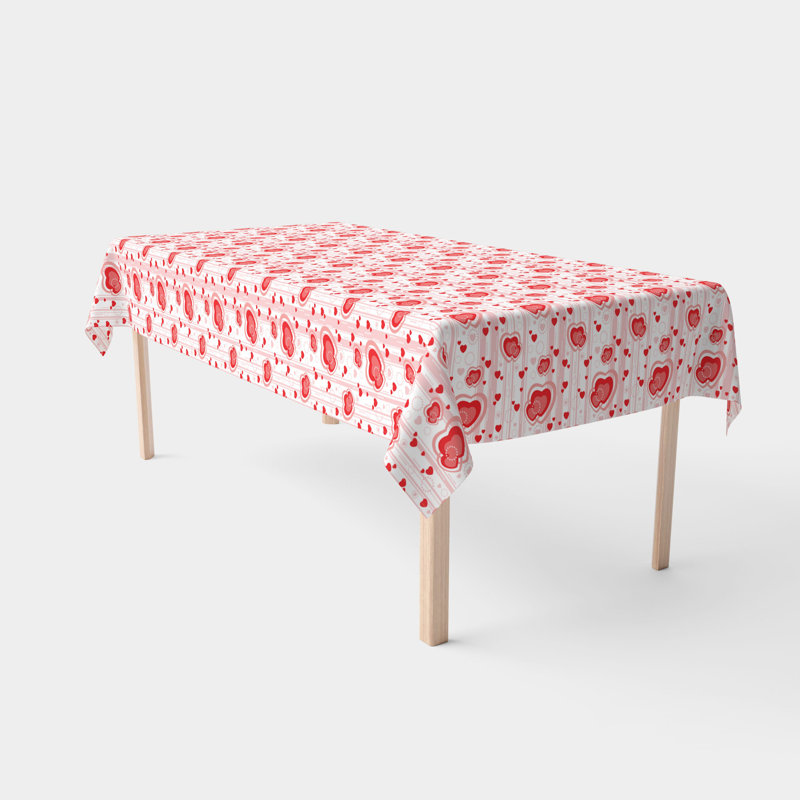 Sirois Multi Hearts in Stripes Tablecloth, 104" x 60"