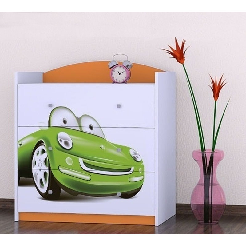 Nickols 3 Drawer Chest, Orange