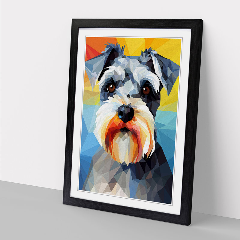 Schnauzer Geometric 1 Piece Single Picture Frame Wall Art, 64cm H x 46cm W x 2cm D, Black