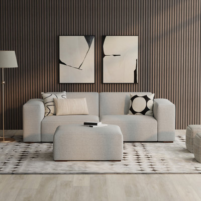 Rex Modular Sofa And Ottoman Set 88-inch-wide 2-seater Couch And Matching 34-inch-wide Table Ottoman For Living Room