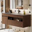 Meuble-lavabo simple 48 po style Mid-Century avec lavabo blanc en pierre