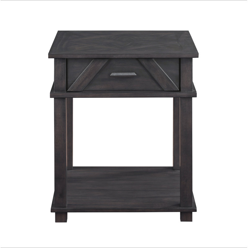 Table de bout traditionnelle rustique en bois durable avec rangement 1 pièce