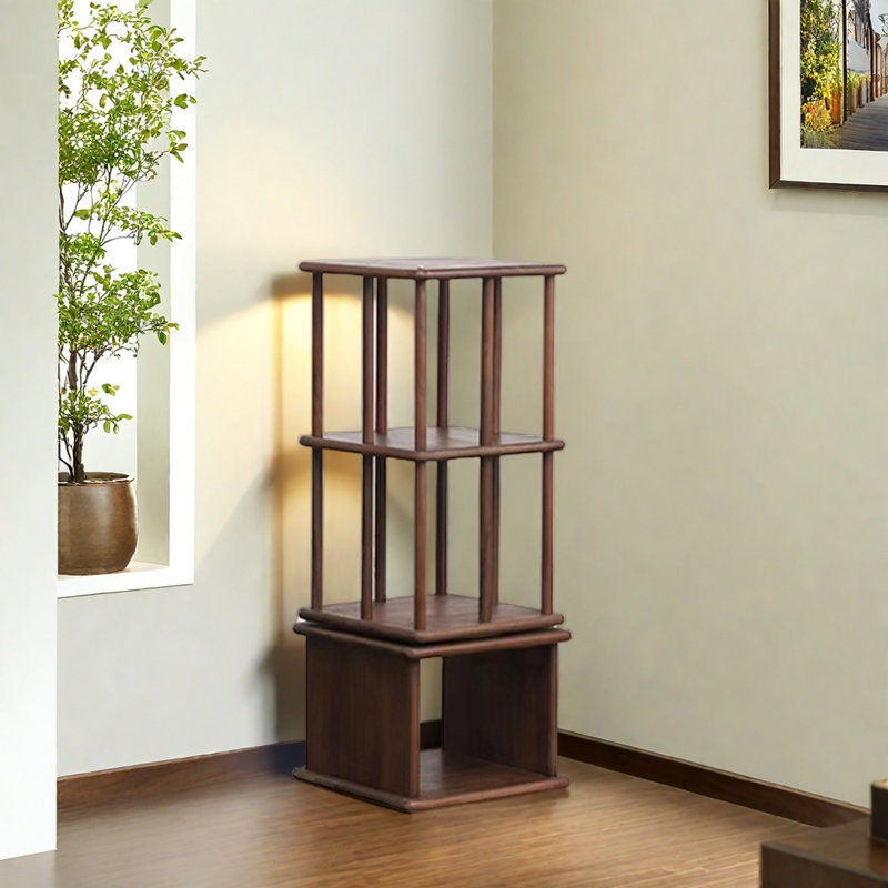 Bibliothèque rotative en bois massif, (3 tablettes) H 39,37 po x l 14,96 po x P 15,08 po