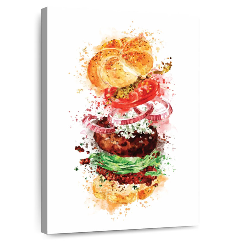 Burger Deconstructed Splatter, 30" H x 20" W
