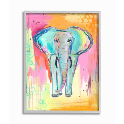 Éléphant coloré avec fond abstrait de couleur pastel par Jennifer McCully-impression d’art graphique