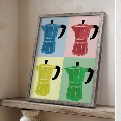 Impression encadrée Moka Pot Colorblock - bois massif