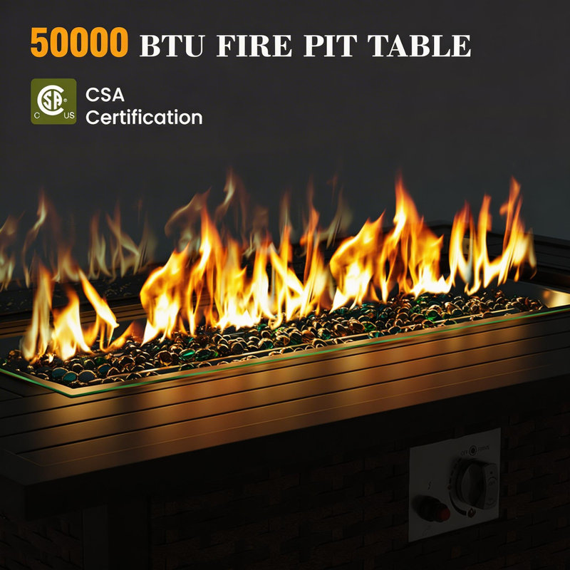 Trinden Rectangular Rattan Propane Fire Pit Table with Hidden Tank
