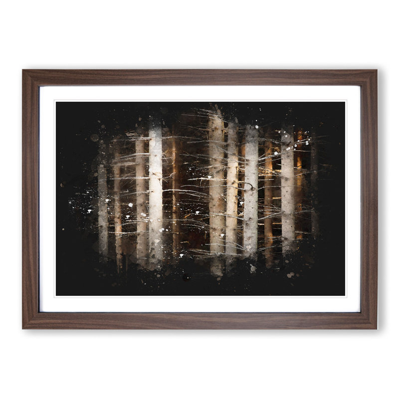 Bare Trees - Picture Frame Graphic Art, 27cm H x 36cm W x 2cm D, Walnut