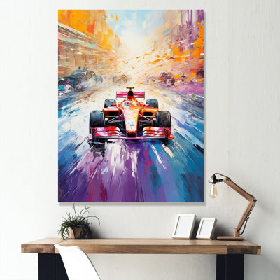 Popart Formule voiture sur la piste de course III - Art mural