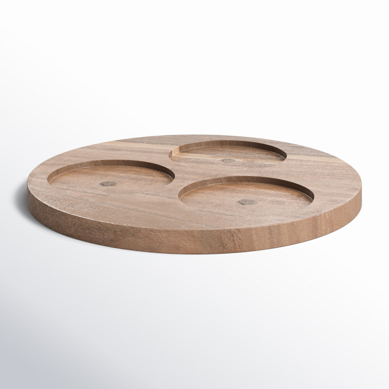 Round Wood Condiment Server
