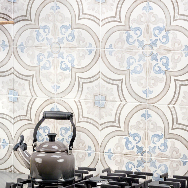 Carrelage en porcelaine gris mat / bleu Valencia Daiza 8 "x 8" Valencia