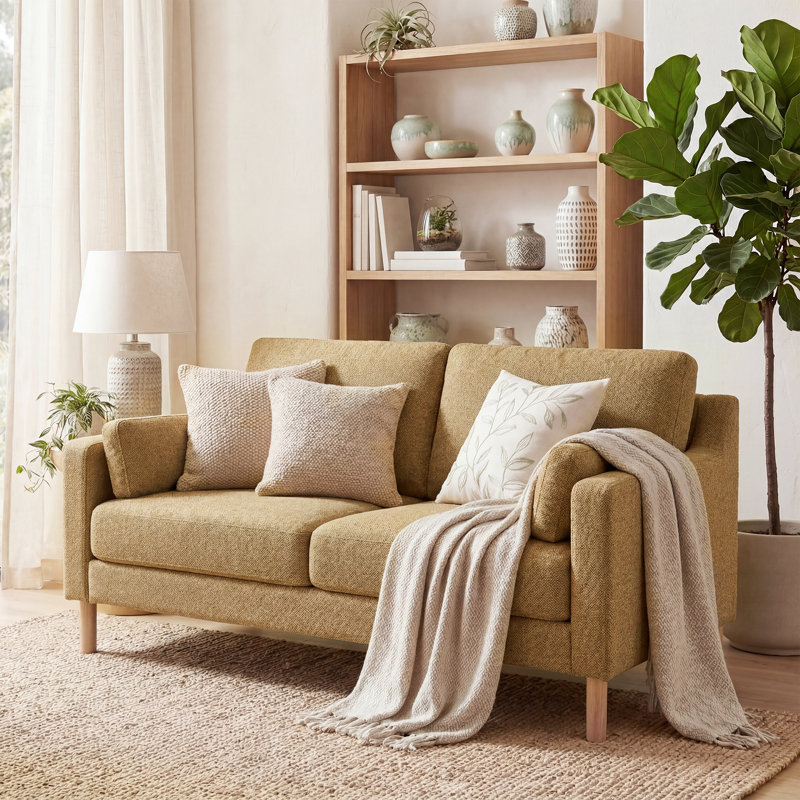 59.8'' W Modern Upholstery Loveseat Boucle, Ginger Boucle