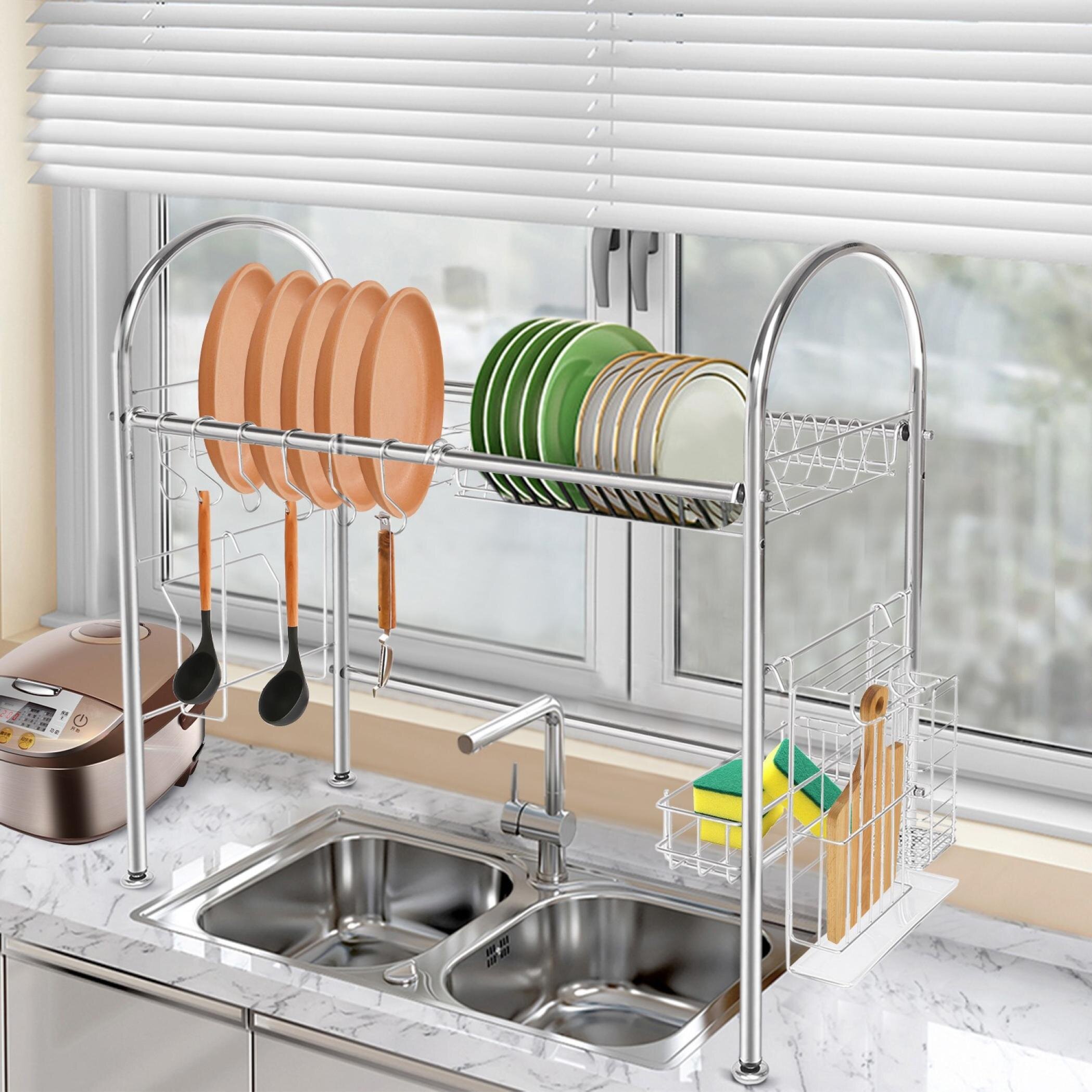 Over The Sink Dish Drying Rack, iMounTEK 2-Tier Rustproof Kitchen