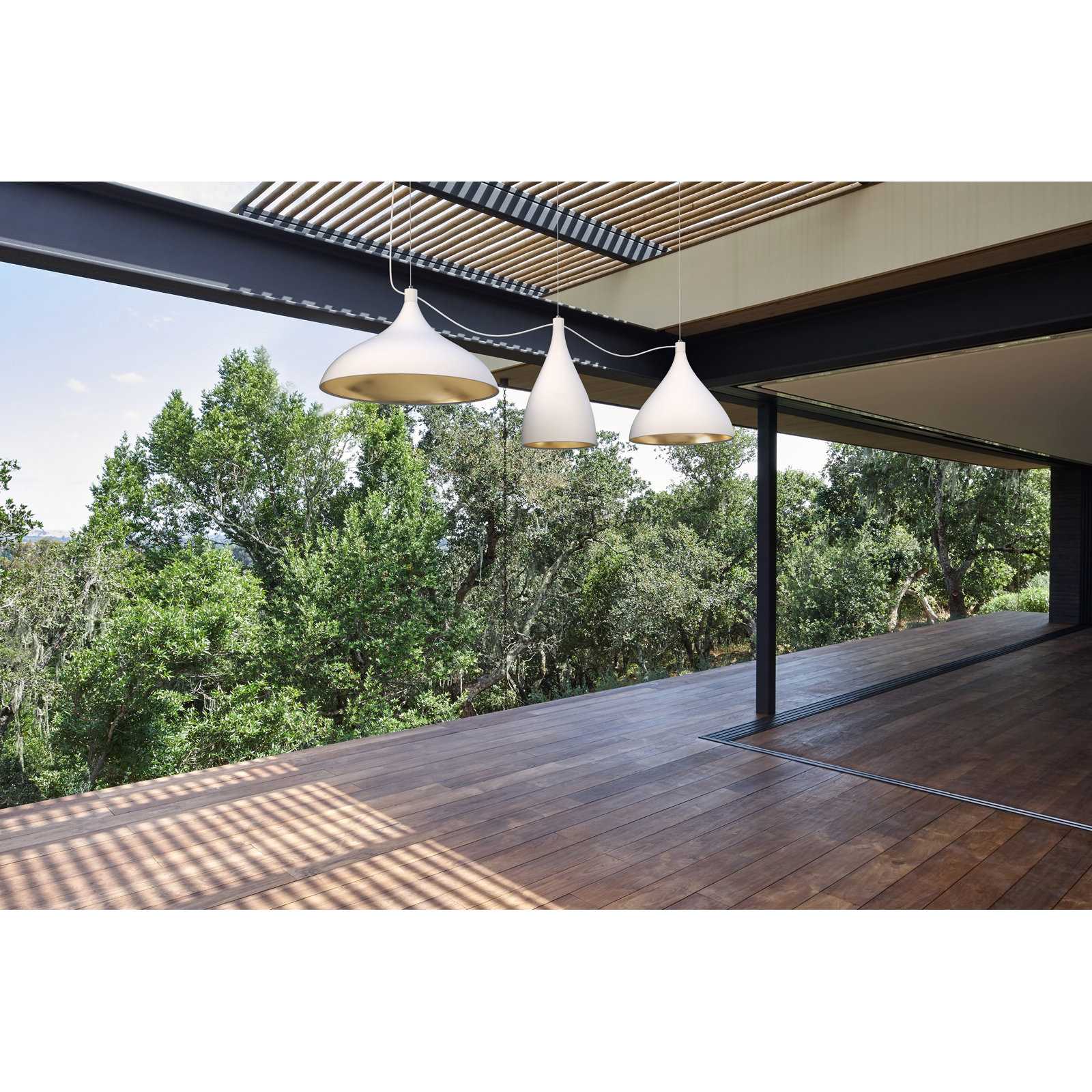 Swell Dimmable 3-Light Pendant, White, 140" H x 110" W x 24" D
