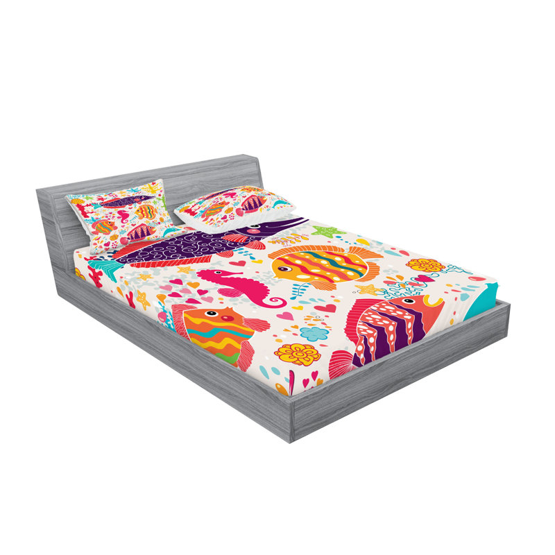 Multicolore drap-housse et coussin décoratif Ambesonne, Ensemble de draps pour très grand lit californien
