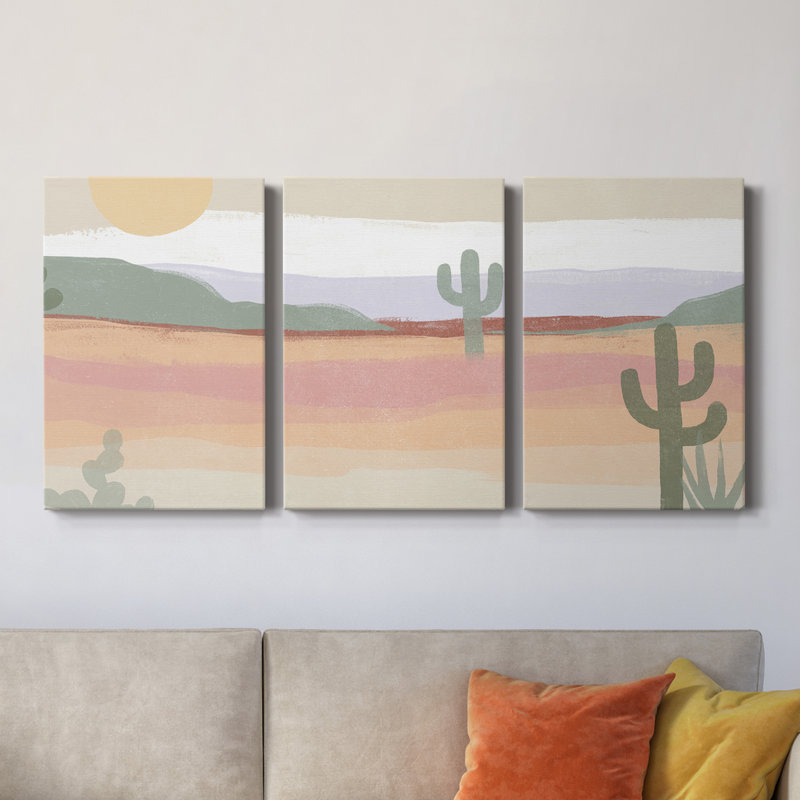 Cactus Plateau II - Toile tendue avec châssis de qualité supérieure - Prêt à être accroché, H 36 po x l 72 po x P 1 po