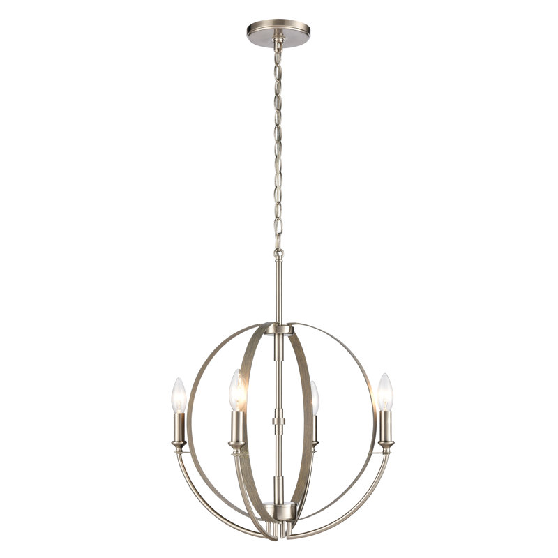 Rotunde 18'' Wide 4-Light Chandelier - Beechwood, Brown, 4 Lights, 25" H x 18" W x 18" D