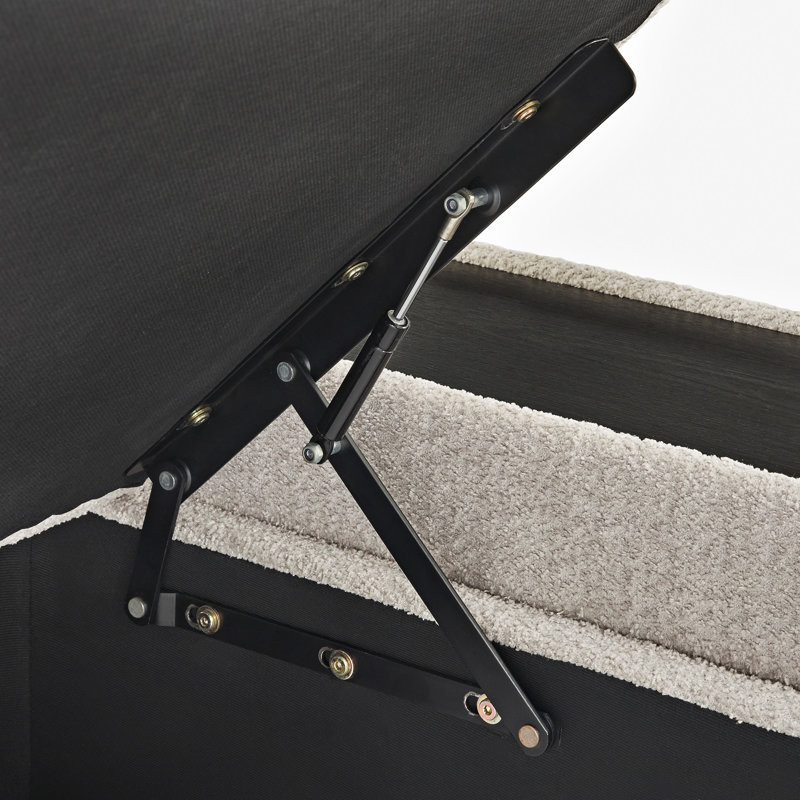 Betts Boucle Fabric Storage Ottoman With Table And Casters, Grey
