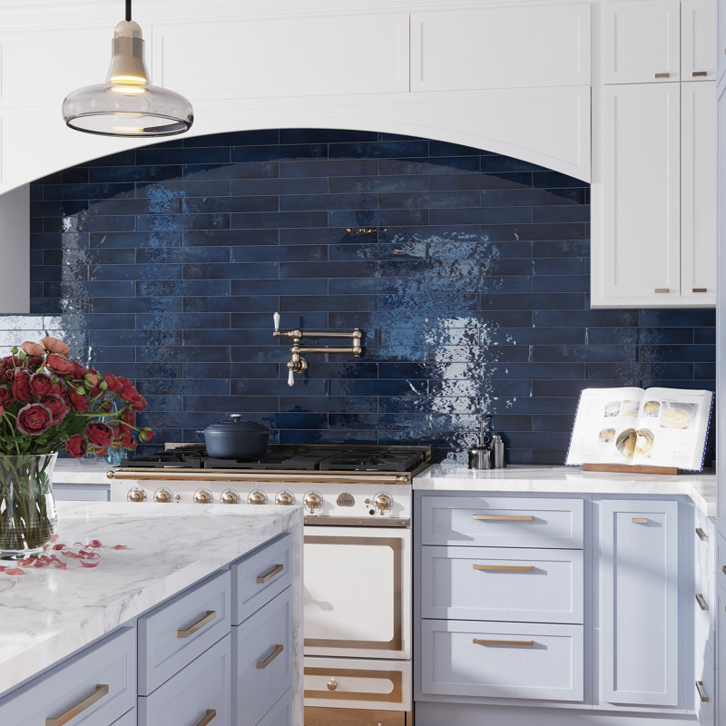 2.56'' W x 15.75'' L Ceramic Subway Singular Tile, Navy Blue