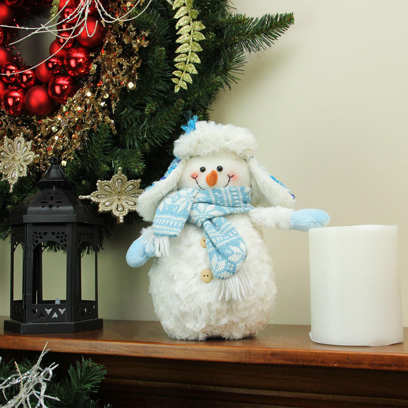 Décoration de Noël en forme de chapeau de bonhomme de neige blanc et bleu Arctique 9,5 "