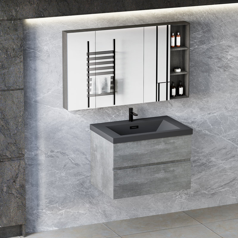 Meuble-lavabo simple 30 po avec plateau en quartz Houstonia