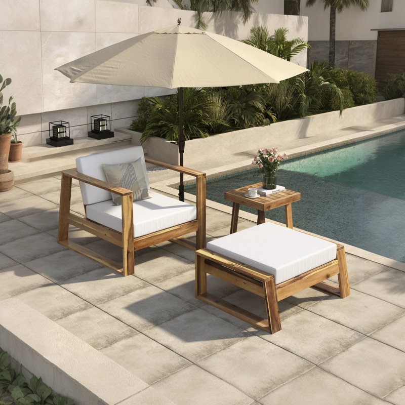Acacia Wood Outdoor Lounge Set - Chairs And Benches, Ideal For Terraces, Balconies And Gardens, Beige