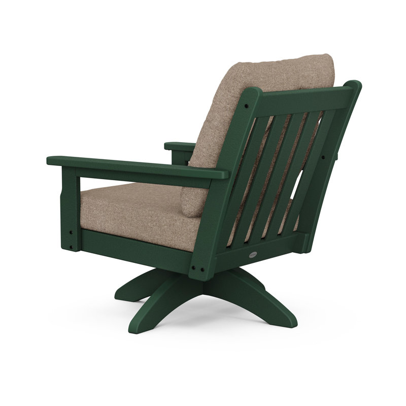 Lakeside Vineyard Deep Seating Swivel Chair, Spiced Burlap, Green