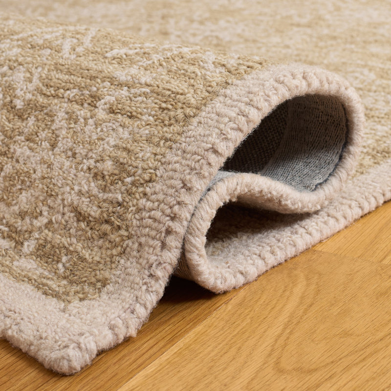 Ébène touffeté à la main 80% laine; Tapis floral 20% coton, Rectangle 4' x 6'
